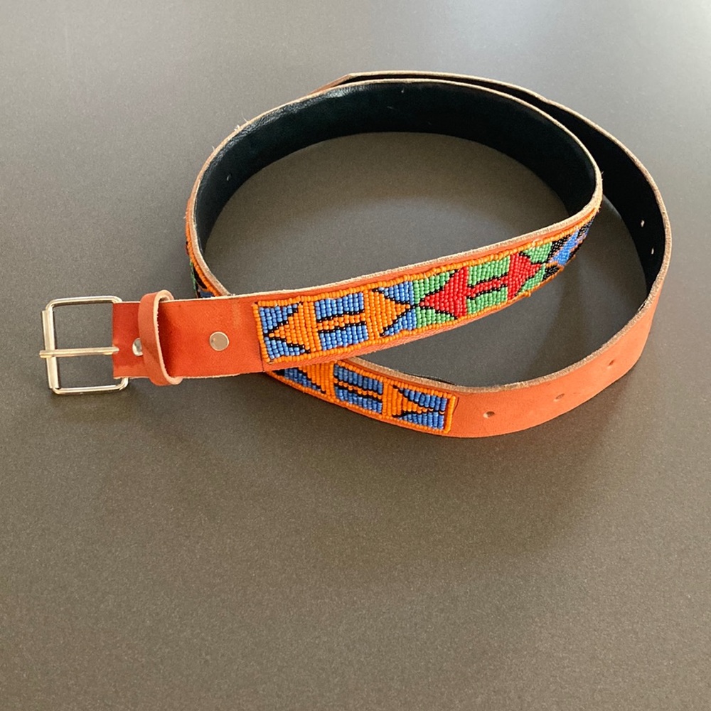 Hand-Beaded African Belt